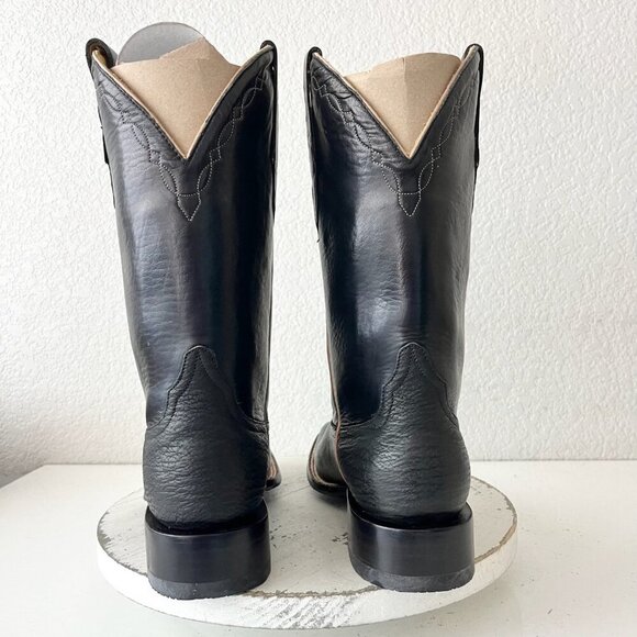 Rod Patrick Womens Cowboy Boots 7EE Black Smooth Ostrich Western Square Toe - Picture 3 of 12